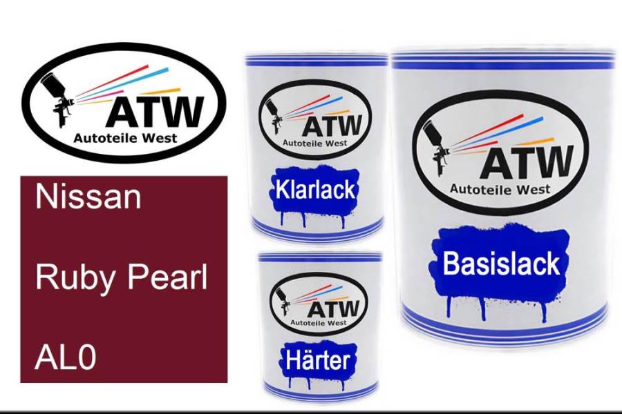 Nissan, Ruby Pearl, AL0: 1L Lackdose + 1L Klarlack + 500ml Härter - Set, von ATW Autoteile West.